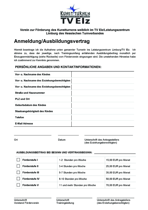 Ausbildungsvertrag | Turntalentschule Limburg